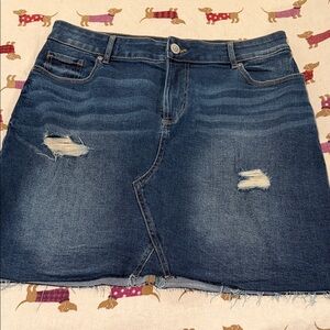 Maurices Blue Distressed Denim Mini Skirt